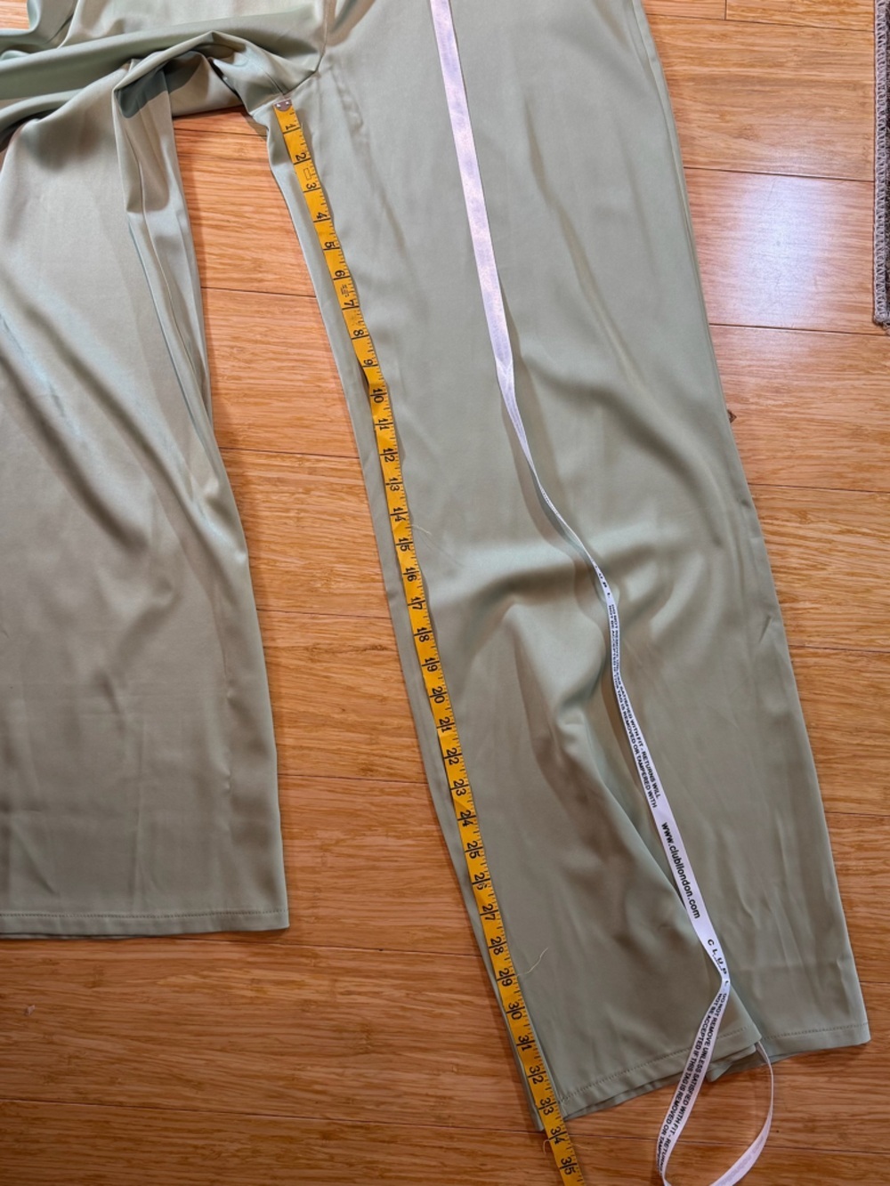 NWT Club L London Satin Wide Leg Trouser Sage Green High Rise Size US 8 - Picture 11 of 11